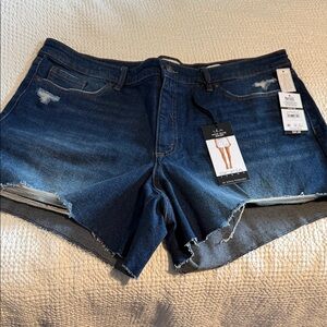 sofia by sofia vergara Dark Blue Distressed Denim Shorts
